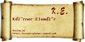 Körner Elemér névjegykártya